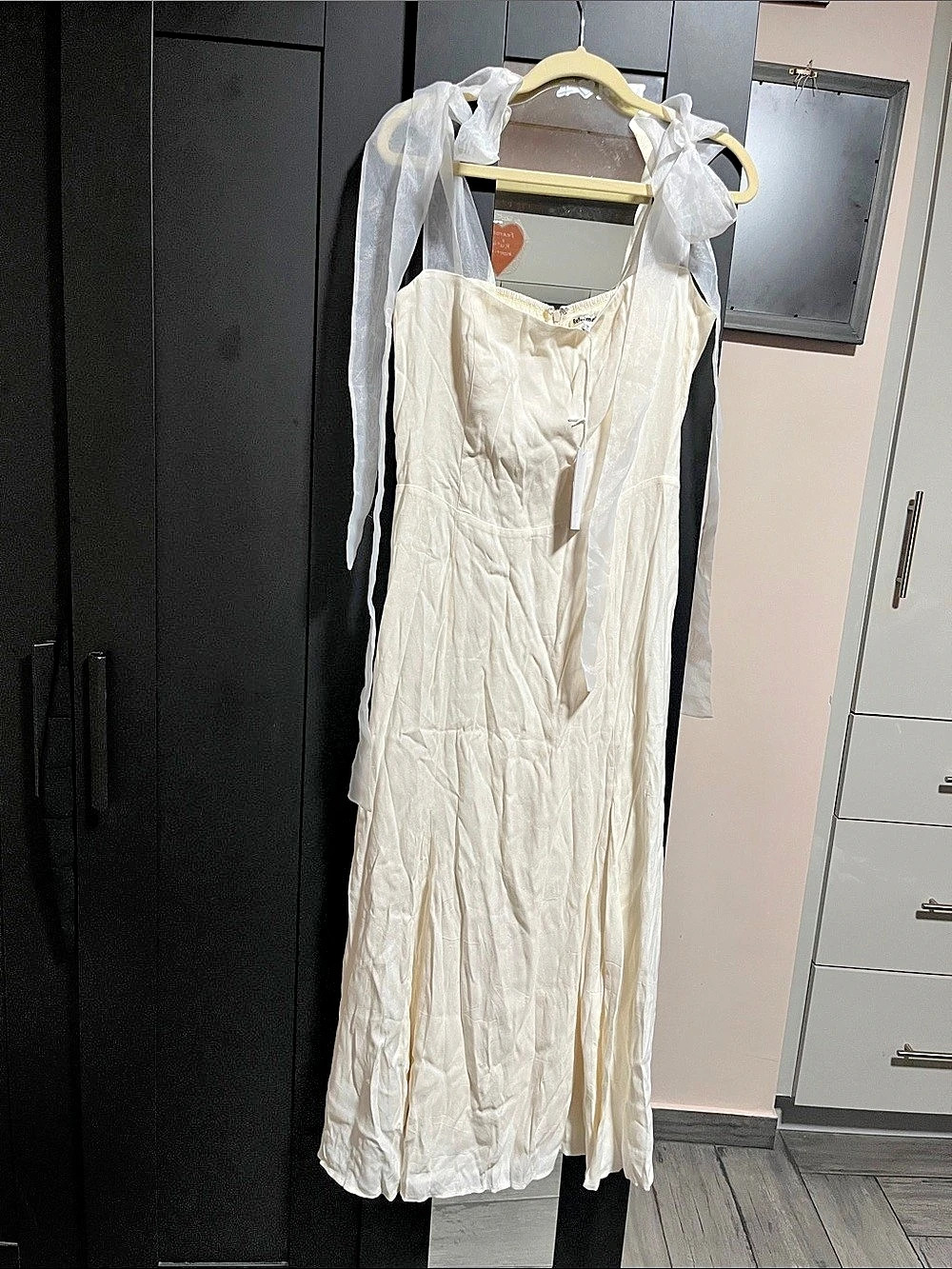 Reformation Kairo Dress Smocked Maxi Dress in Cream Size 12